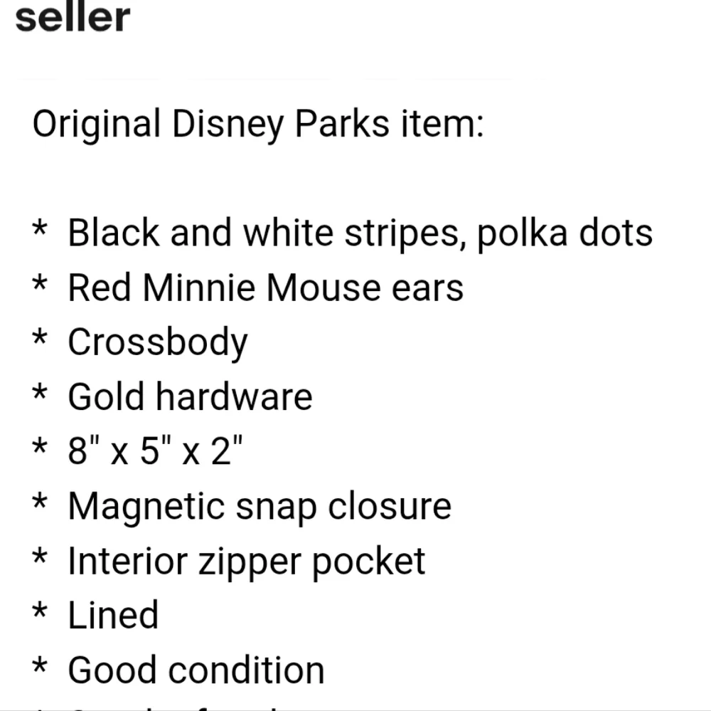 Disney Parks Crossbody Purse Handbag Black White Dots Stripes Minnie Mouse Bows